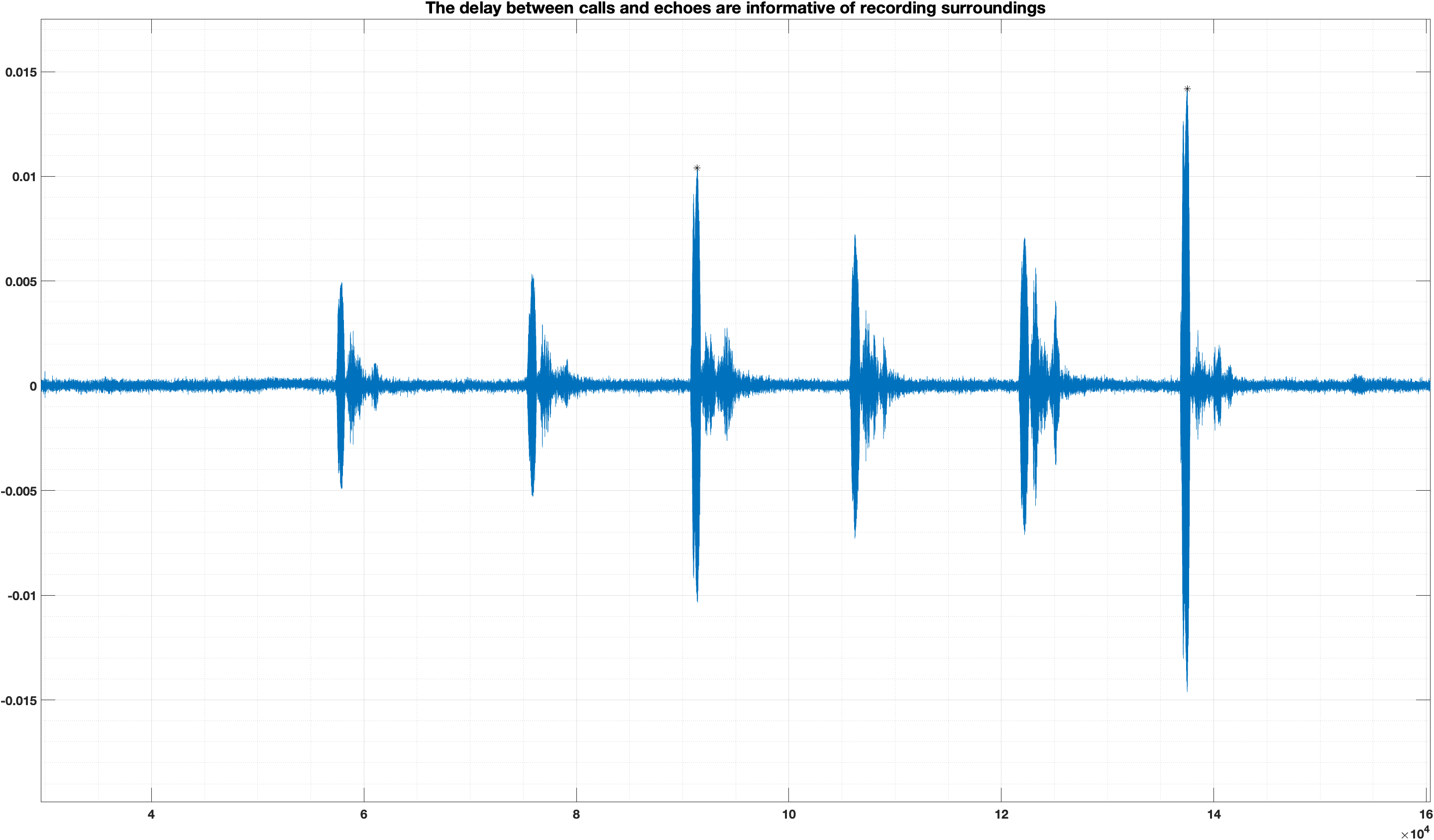 Call-echo pairs in echolocation call recordings